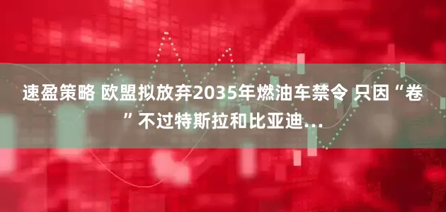 速盈策略 欧盟拟放弃2035年燃油车禁令 只因“卷”不过特斯拉和比亚迪…